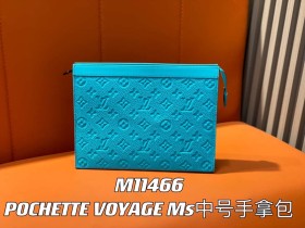 【原單精品】M11466藍色全皮壓花 手包手拿包系列 當季新款POCHETTE VOYAGE Ms中號手拿包