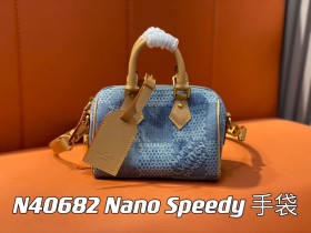 【原單精品】N40682藍色格子 牛仔枕頭包speedy系列Nano Speedy 手袋